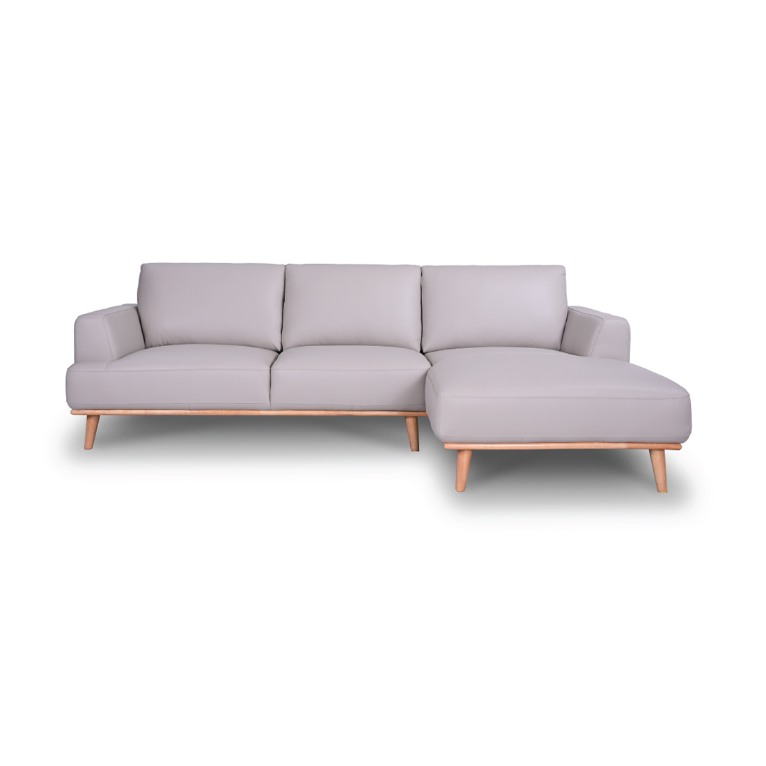 Stanford Light Grey Leather Chaise Lounge